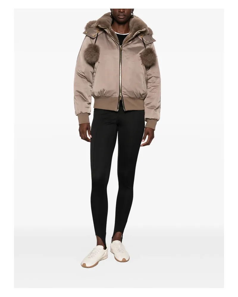 Moose Knuckles Fur-Trimmed Hooded Down Jacket — Beige Beige