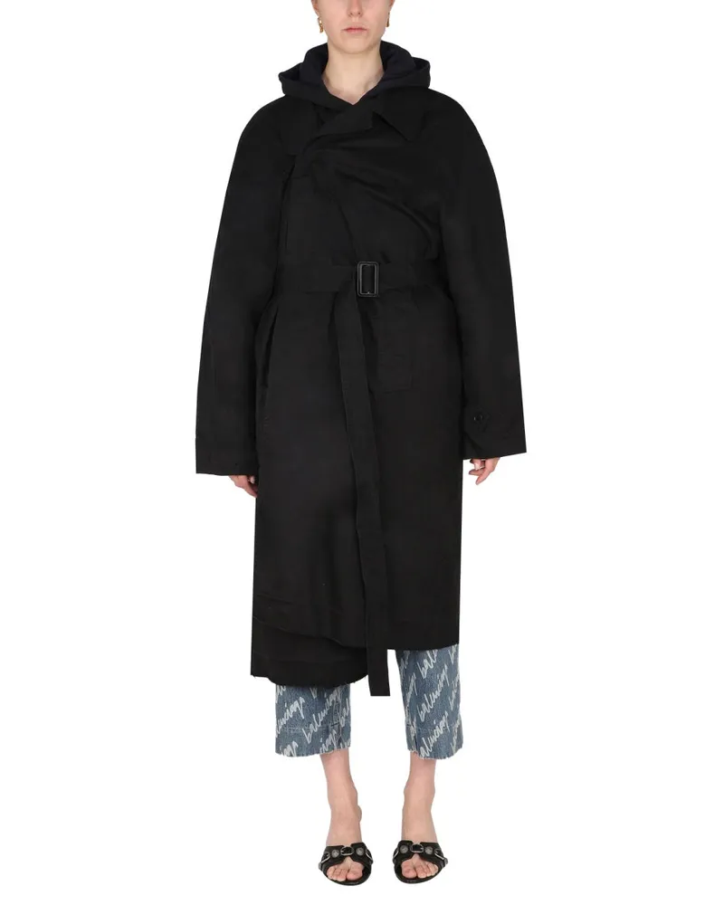 Balenciaga Oversize Carcoat Coat — Black Black