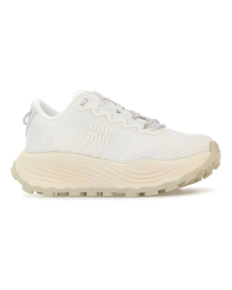 Miu Miu Women's White Fabric Sneakers Bianco White