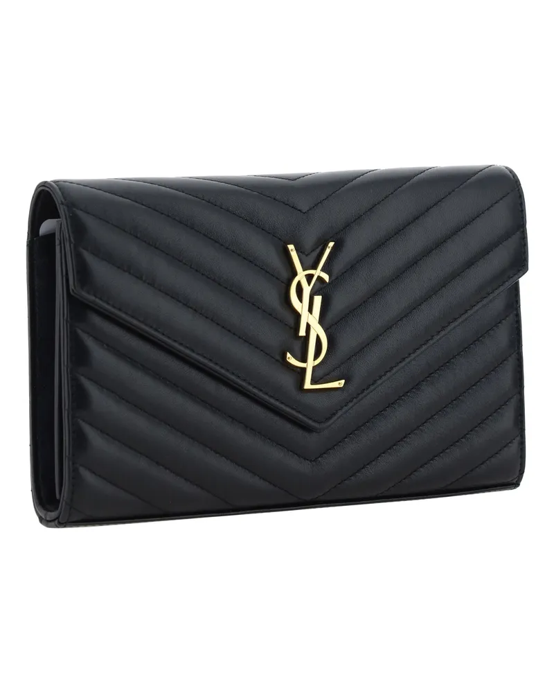 Saint Laurent Women's Monogram Wallet Nero Lamb Ovis Aries Shoulder Bags Black