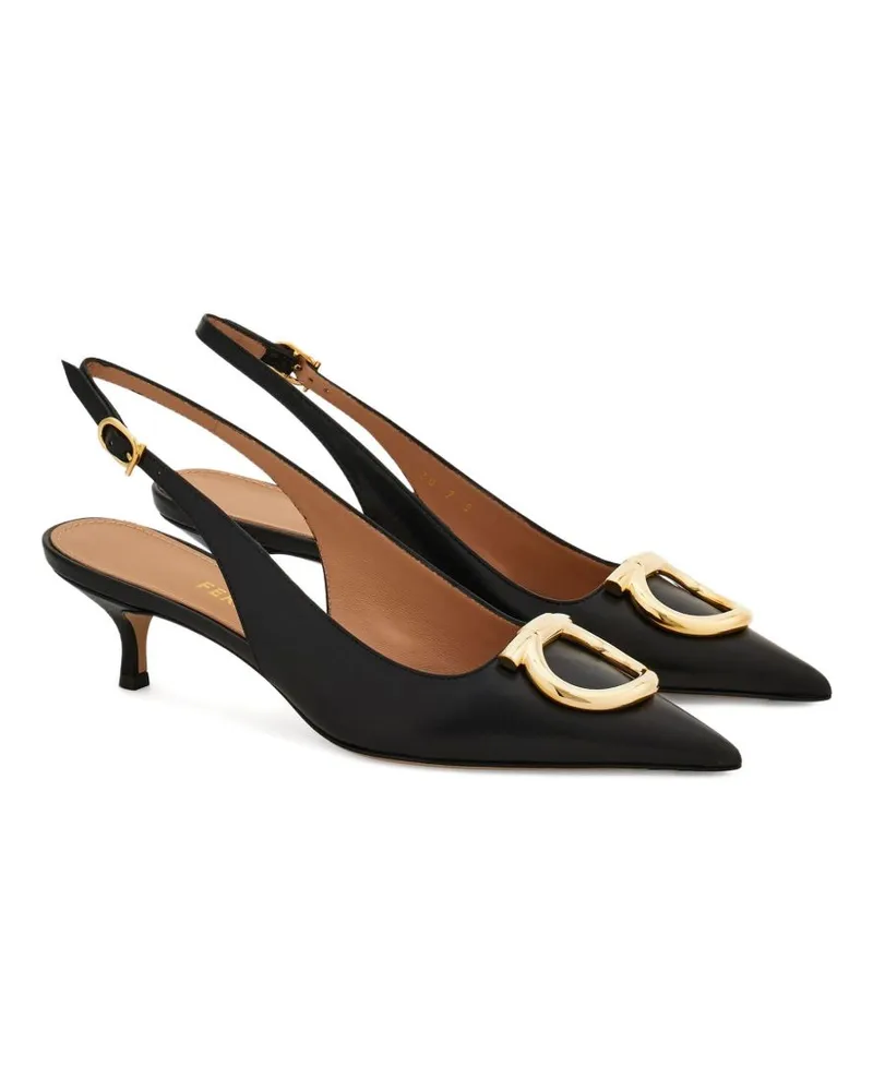 Ferragamo Gancini Logo Kitten Heel Slingback Pump 
