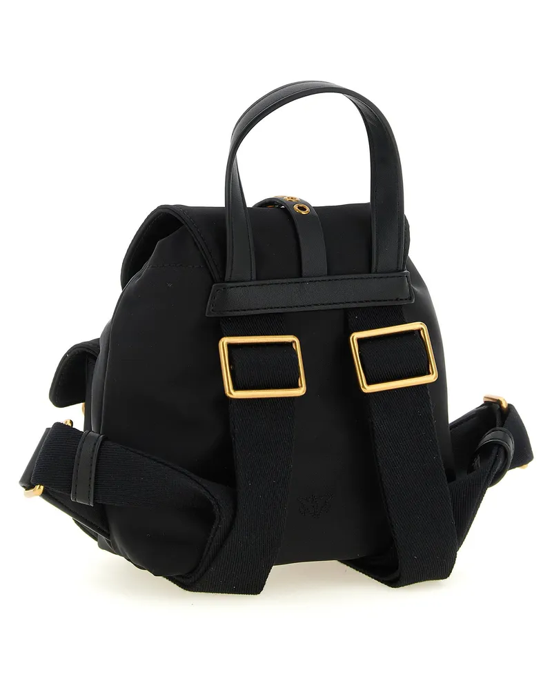 Pinko Nylon with Metal Hardware Mini Backpack — Black Black