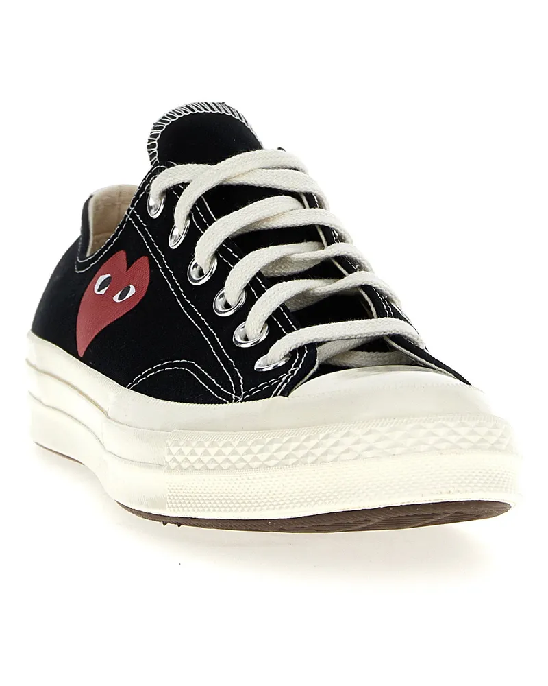 Comme des Garçons Heart-Print Canvas Sneakers — Black Black