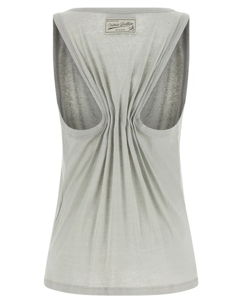 Victoria Beckham Split-Front Cotton-Linen Tank Top — Grey Grey