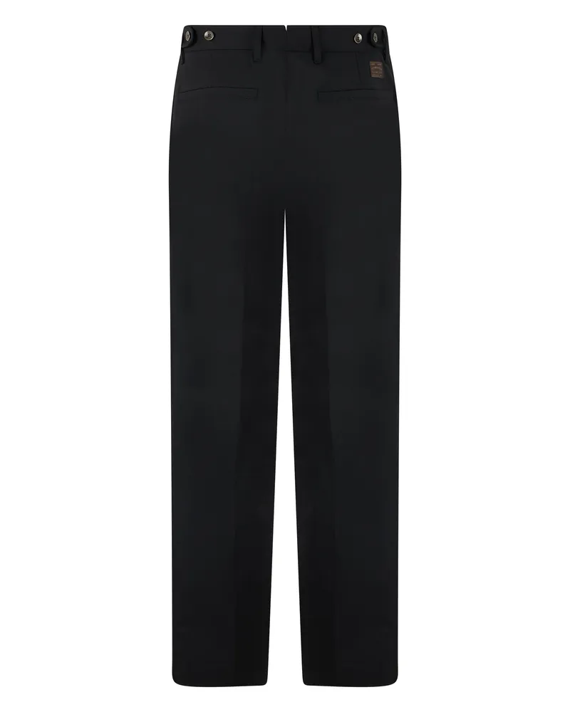 Slowear Pleated Wool Blend Trousers — Black Black