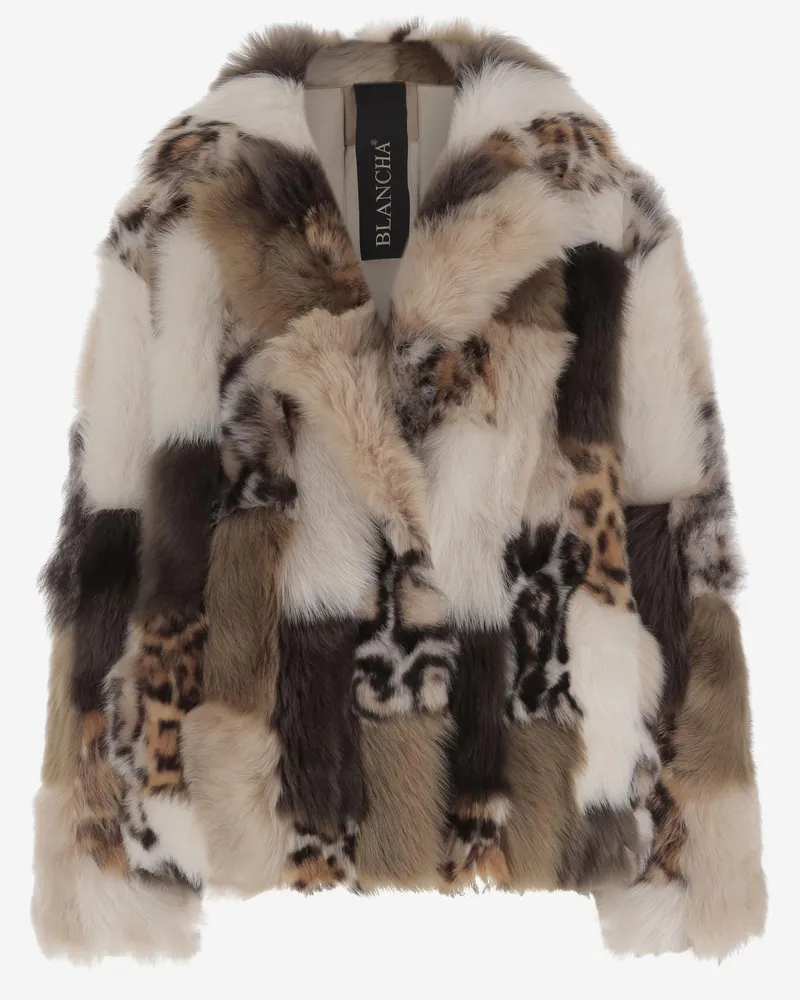 BLANCHA Color-Block Shearling Jacket — Multicolor Multicolor