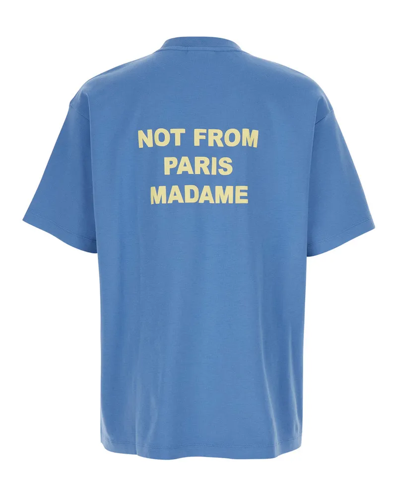 Drôle de Monsieur Men's T-Shirt The Slogan Blue Cotton T-Shirts And Polos Blue