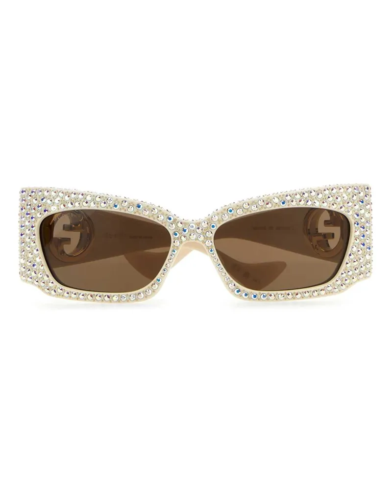Gucci Women's Embellished Acetate Sunglasses Ivorycrystalsbrown Occhiali Da Sole Ivory