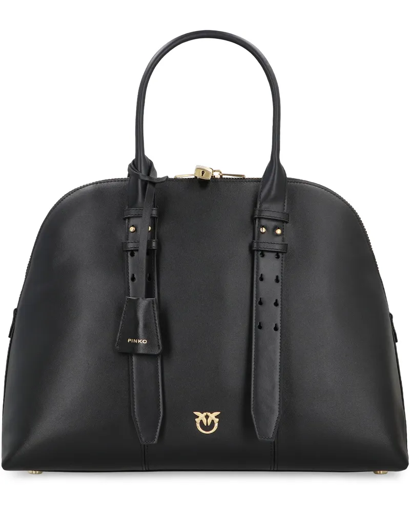 Pinko Women's Bowling Bag Escape Maxi Leather Black Cow Handbags Hand Black