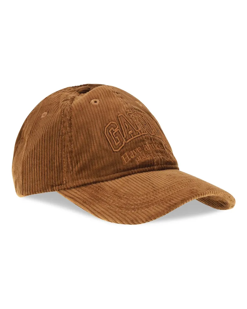 Ganni B3020261 Corduroy Baseball Cap — Brown Brown