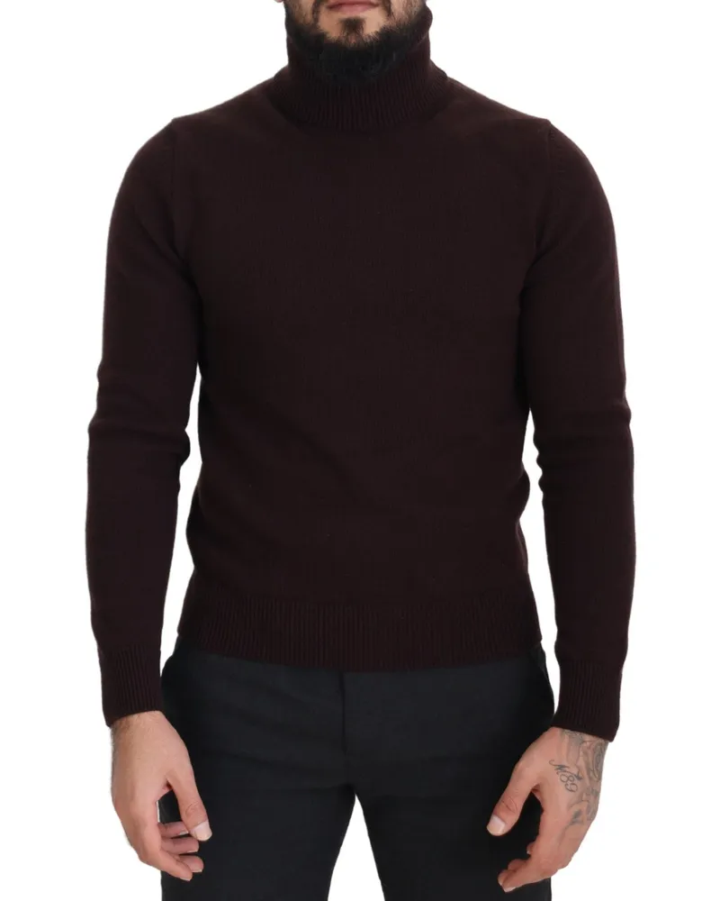 Dolce & Gabbana Men Brown Wool Turtle Neck Pullover Sweater Virgin Clothing Brown