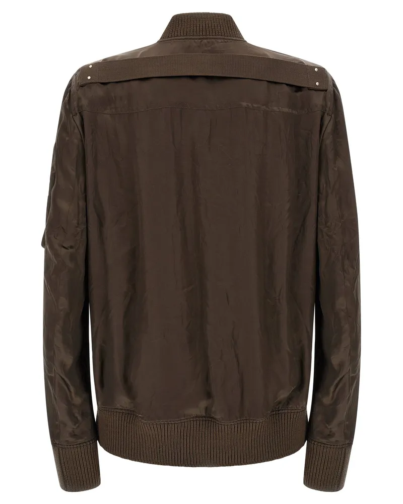 Rick Owens Padded Nylon Bomber Jacket — Brown Brown