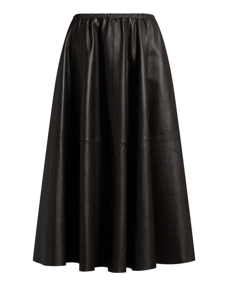 032c Faux Leather Midi Skirt — Black Black