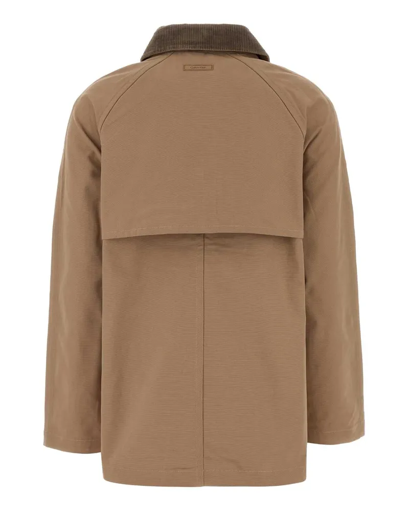 Calvin Klein Women's Cappuccino Cotton Overcoat Pai Exterior: Giubbini Beige