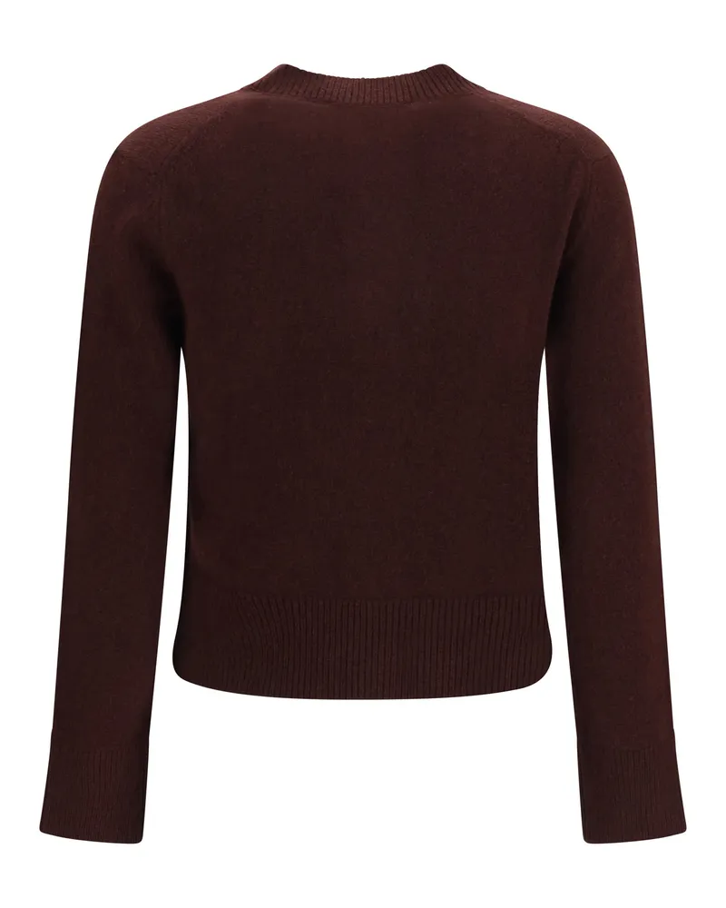 Kitsuné Women's Cardigan Baby Fox Lambswool Dark Wood Merino Wool Sweater Brown
