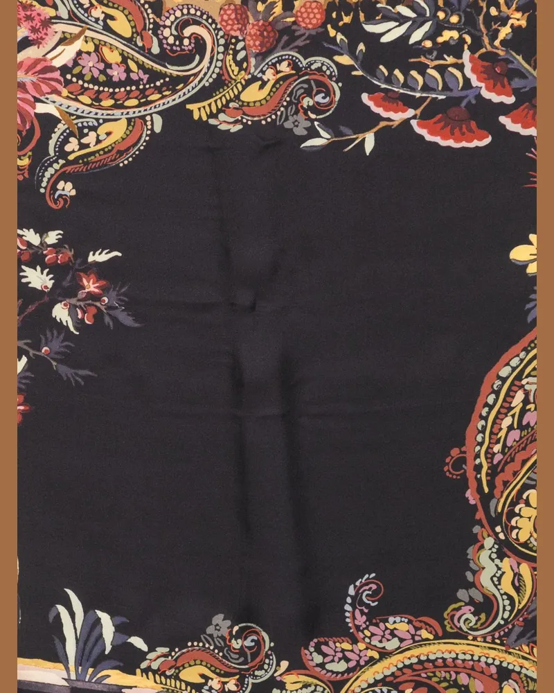 Etro Printed Silk Paisley Scarf — Black Black