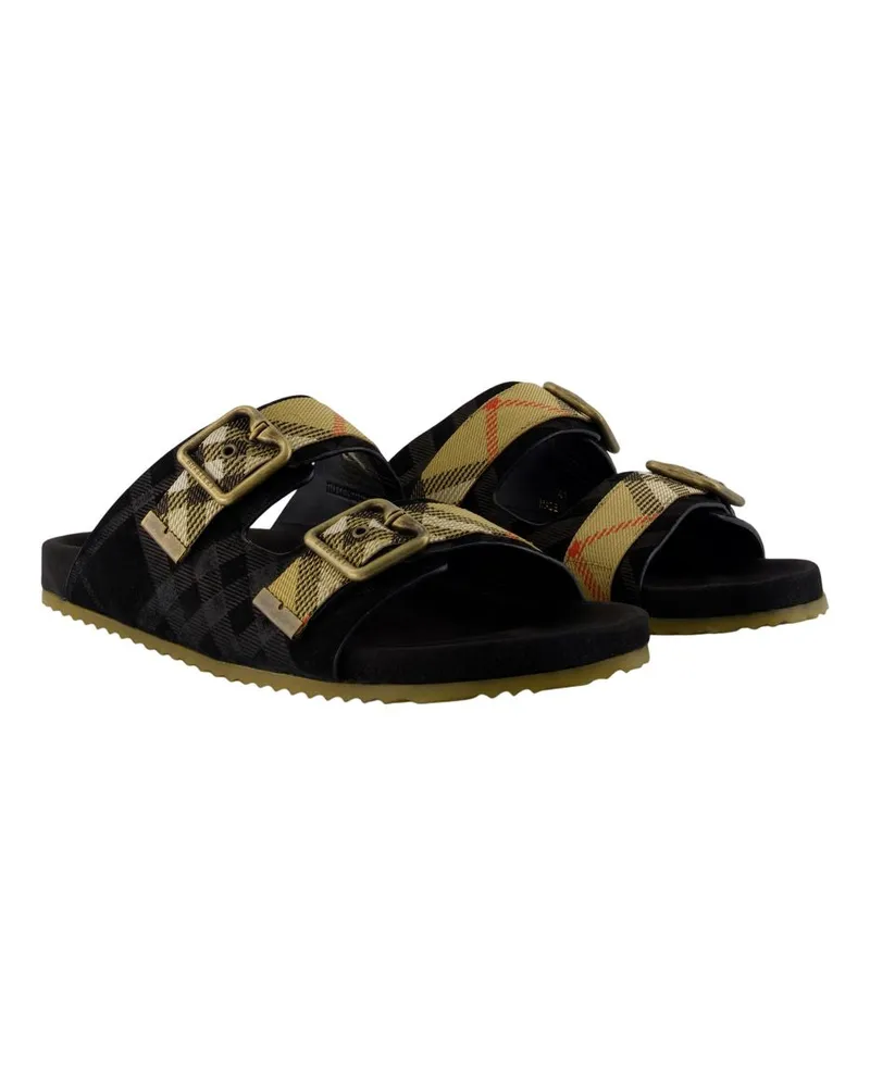 Burberry Men's Mf Urchin Sandals -  Leather Black Calfskin Shoes Black