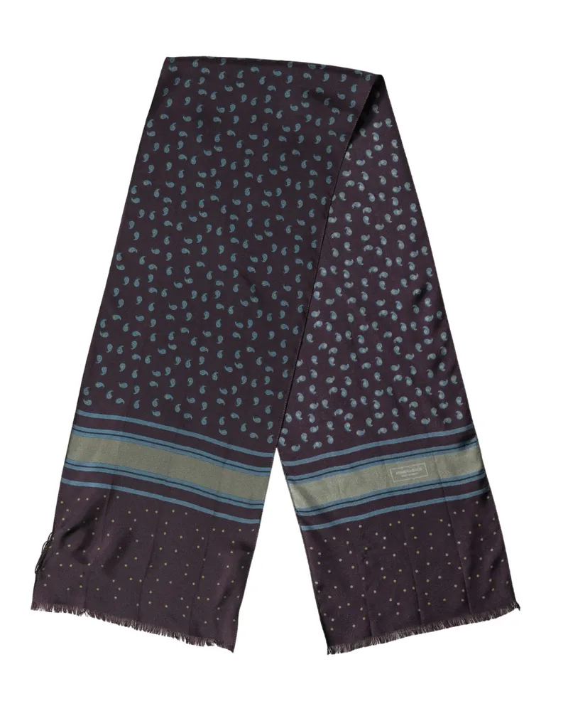 Dolce & Gabbana Men Scarf Maroon Patterned Silk Neck Foulard 132cm X 33cm Brown