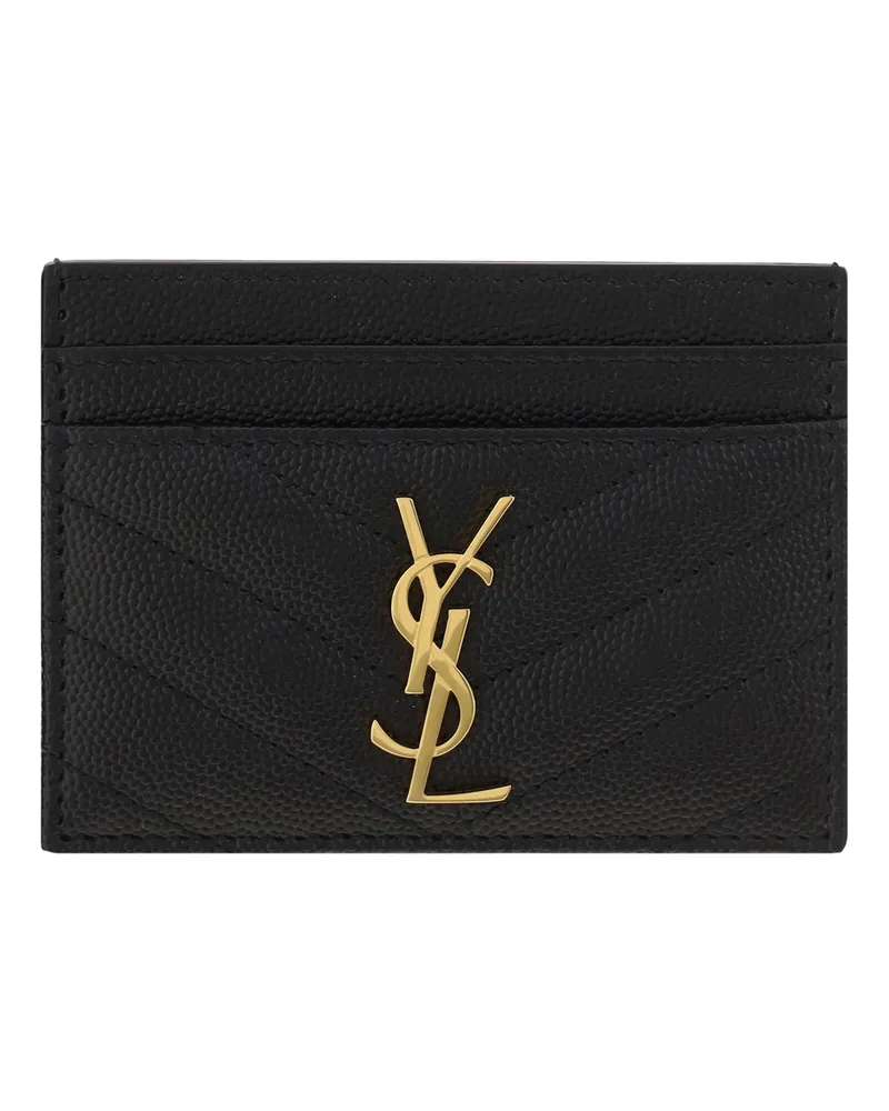 Saint Laurent Women's Quilted Calfskin Card Holder Black Wallets & Purses Black