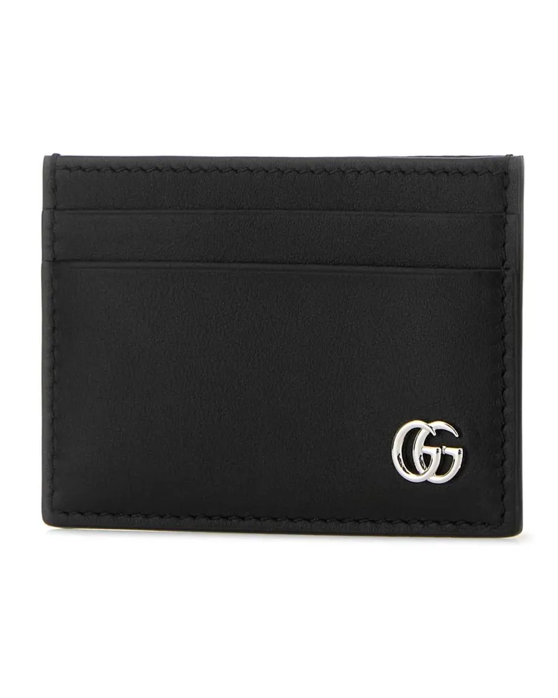 Gucci Men's Black Leather Card Holder Calf Skin Portafogli Black
