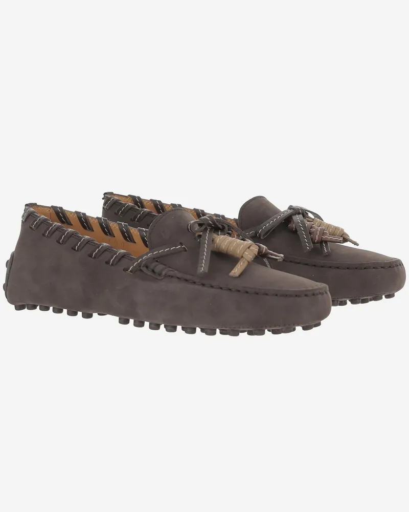 TOD'S Women's Loafers Suede Leather Brown Calfskin Brown
