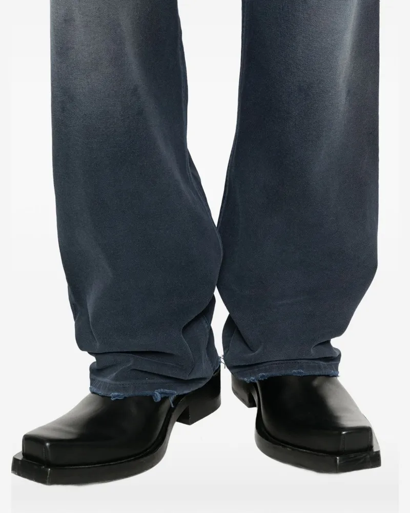 Balenciaga Frayed-Hem Straight Fit Jeans — Navy Navy
