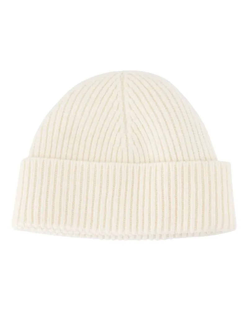 AMI Paris UBO006.018-151 Wool Ribbed Beanie — White White