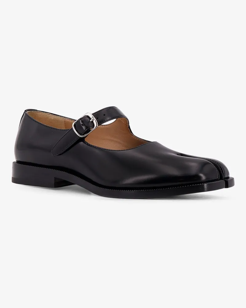 Maison Margiela Women's Ballerina Shoes Tabi Leather Black Black