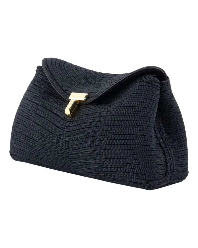Totême Women's Canvas T-Lock Clutch Black Black