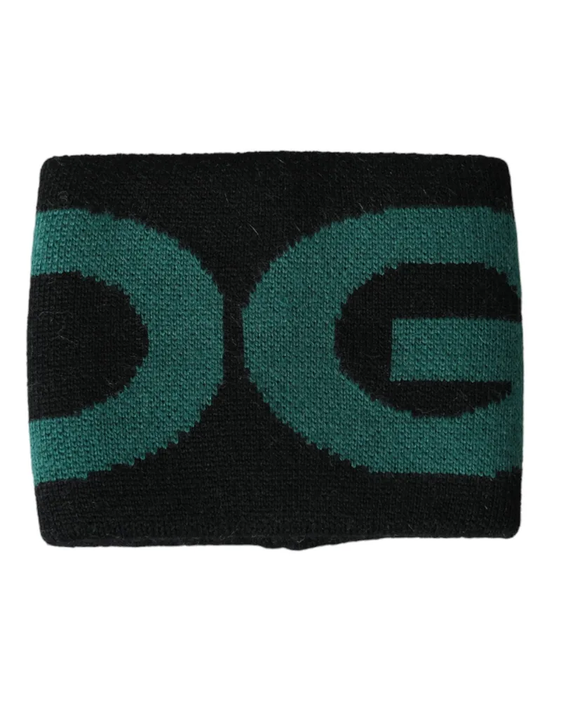 Dolce & Gabbana Men's Black Green Wool Logo #dgmillennials Wristband And Virgin Nylon Elastane Accessory Black