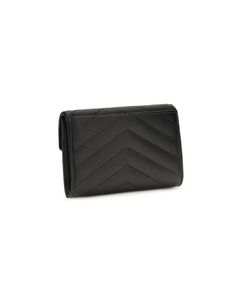 Saint Laurent Envelope Cassandre Wallet — Black Black