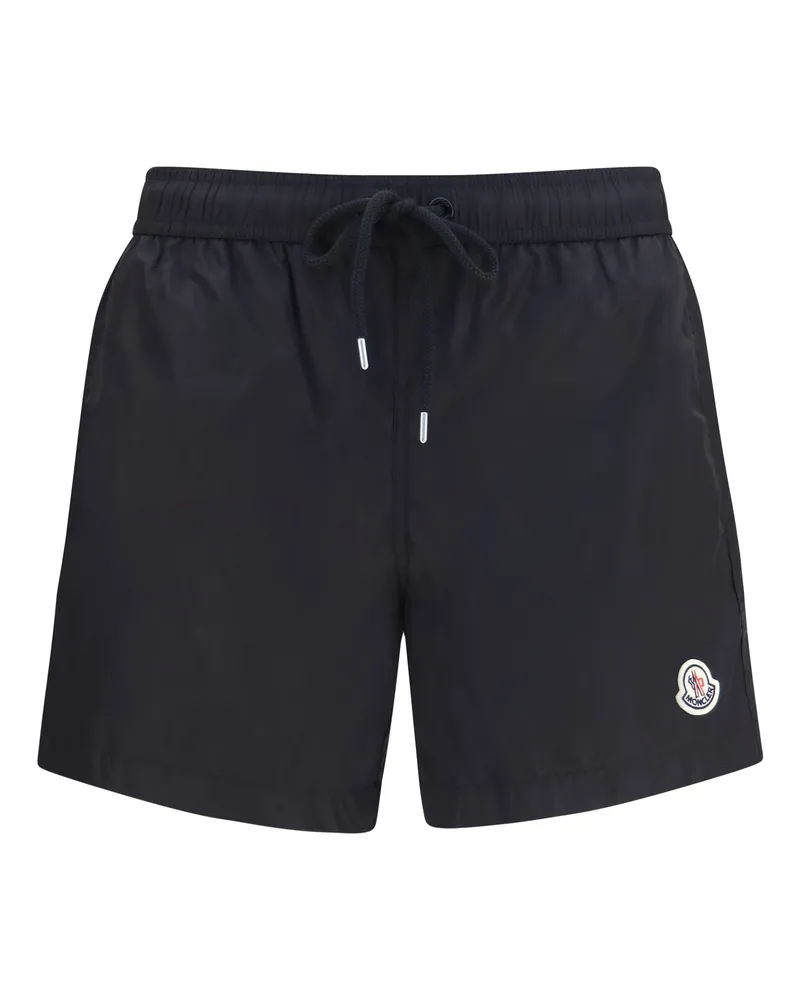 Moncler Men Swim Shorts With Logo Black Polyamide Beachwear Sea Clothing Black