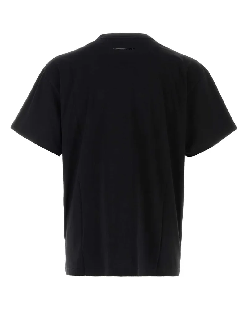 Maison Margiela Logo-Embroidered Cotton T-Shirt — Black Black