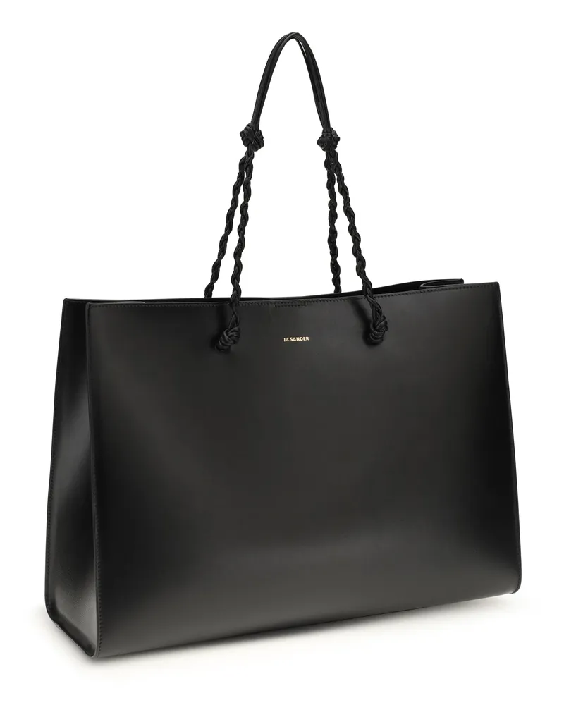 Jil Sander Women's Tote Bag Tangle Black Leather Calf Shoulder Black