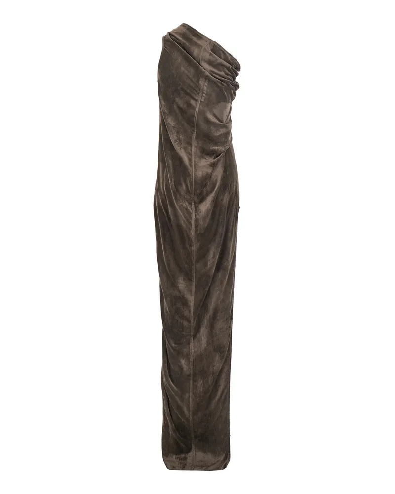 Rick Owens Women's Brown Asymmetric Long Dress With Slit Viscose Brown