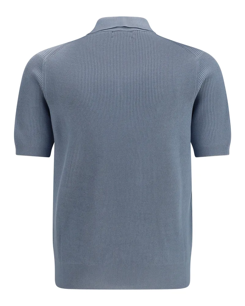 Brunello Cucinelli Men's Cotton Ribbed Polo Carta Zucchero+grigio Chiaro Shirts T-shirts And Polos Gray
