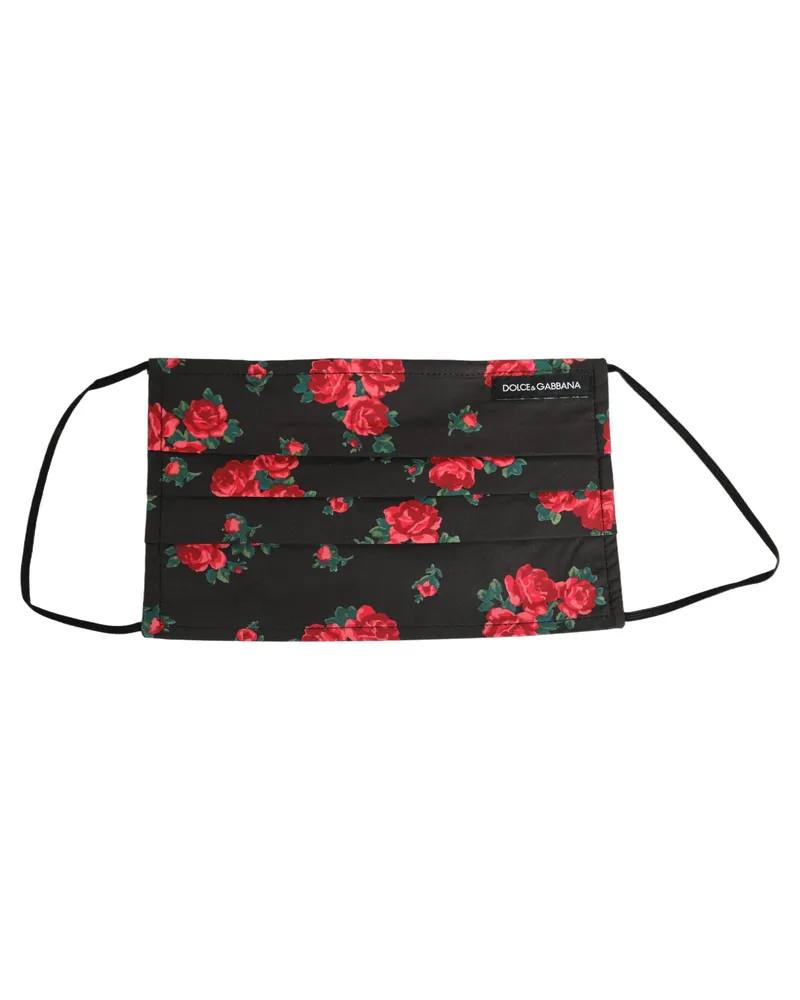 Dolce & Gabbana Floral Print Cotton Face Mask — Black Black