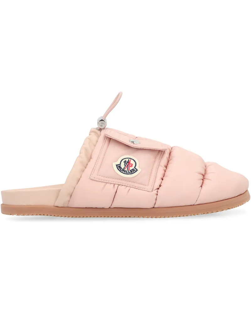 Moncler Women's Mon Pocket Mules Pink Polyamide Slippers Flat Shoes Pink