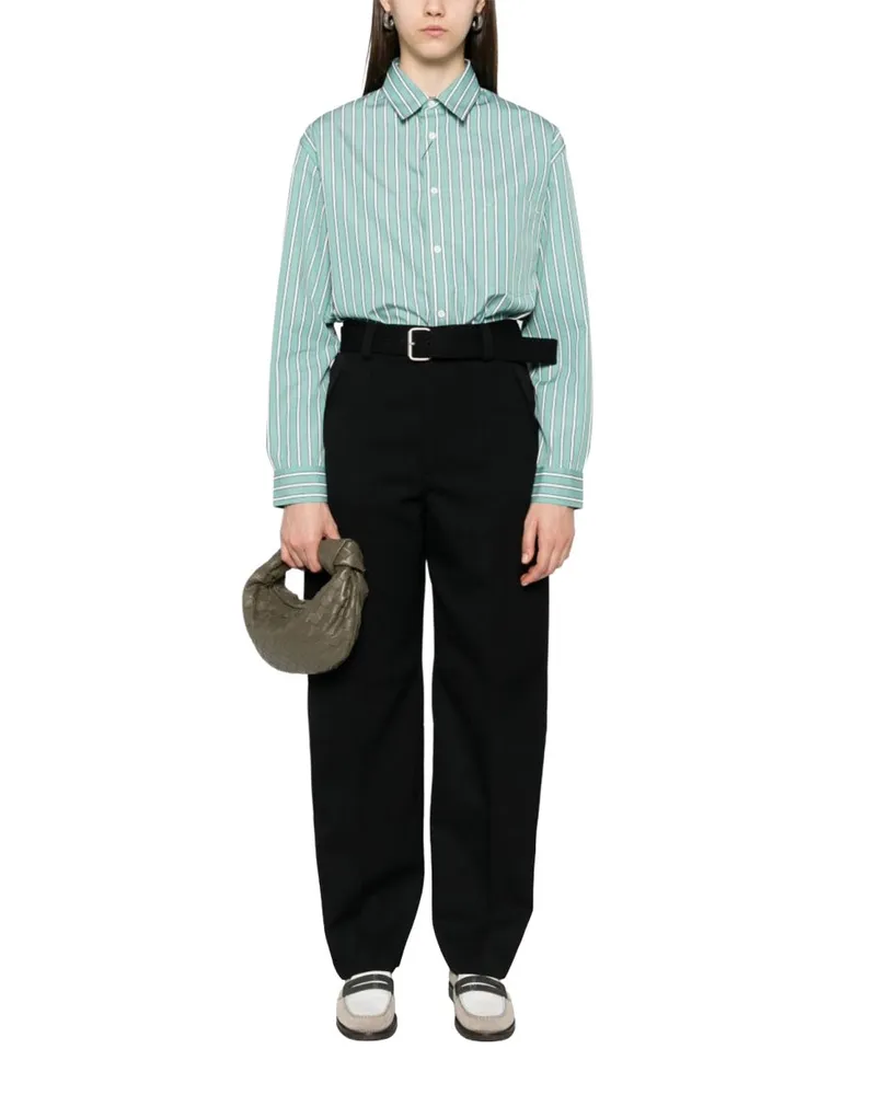Bottega Veneta Belted Wool Trousers — Black Black