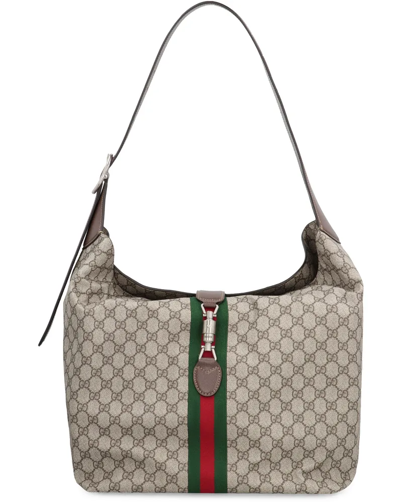 Gucci Men's Shoulder Bag Jackie Gg Supreme Beige Cotton Tote Beige
