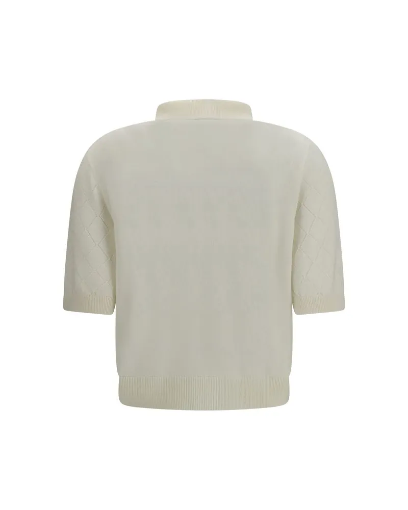 Balmain Women White Wool Oves Aries Polo Shirt White