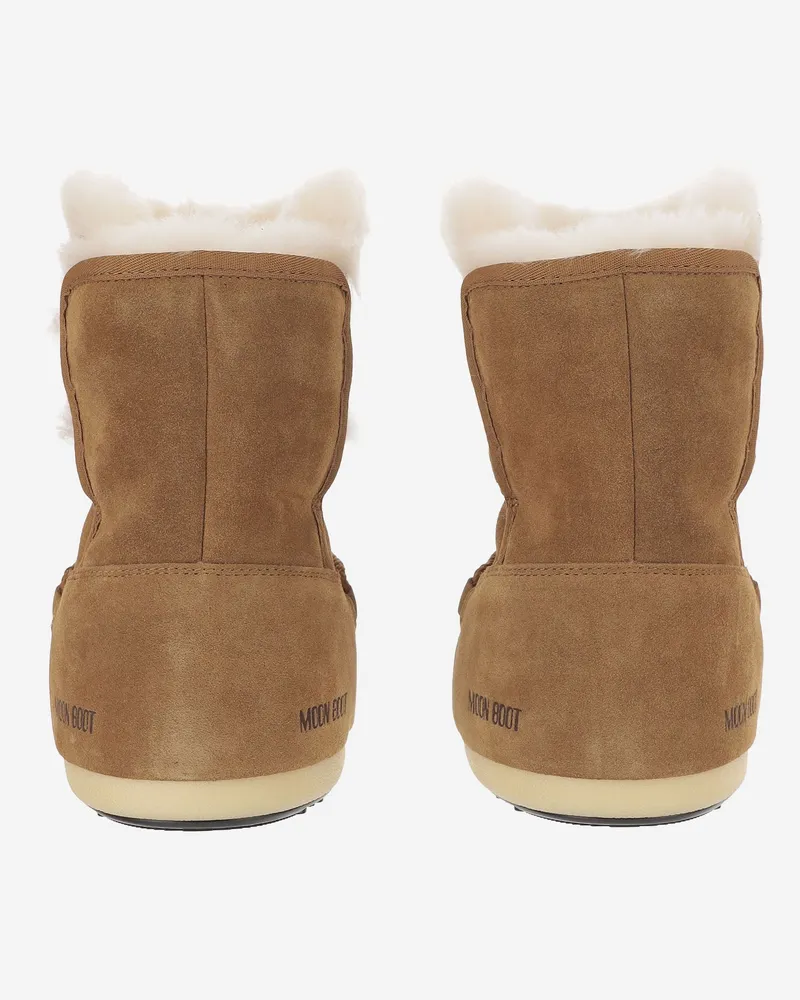 Moon Boot Women's Ankle Boots Leather And Shearling Light Brown Brown