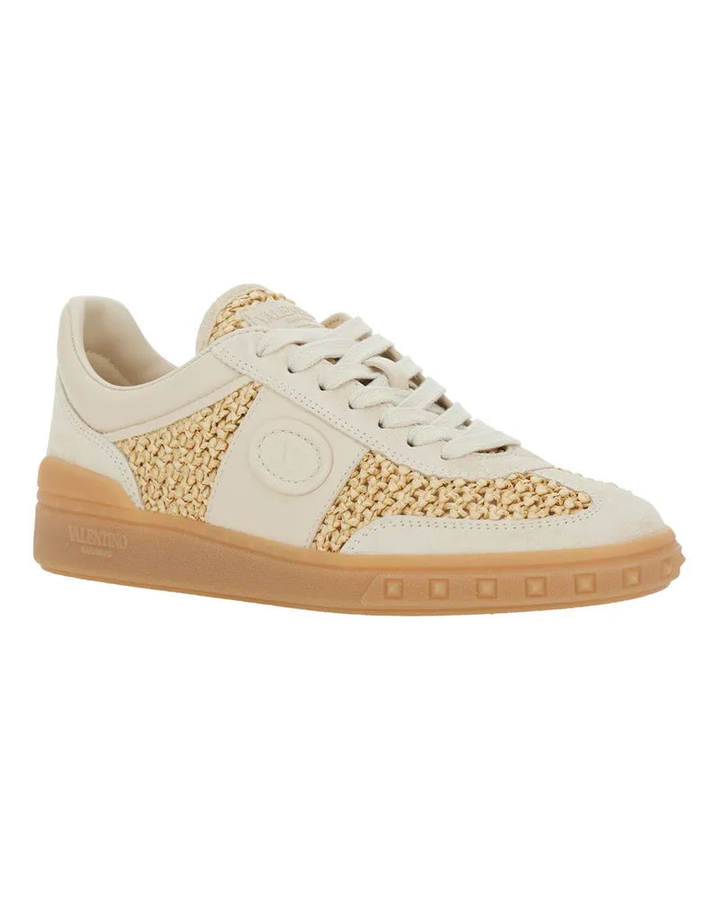 Valentino Garavani Women's Sneakers Upvillage Beige Leather Trainers Beige