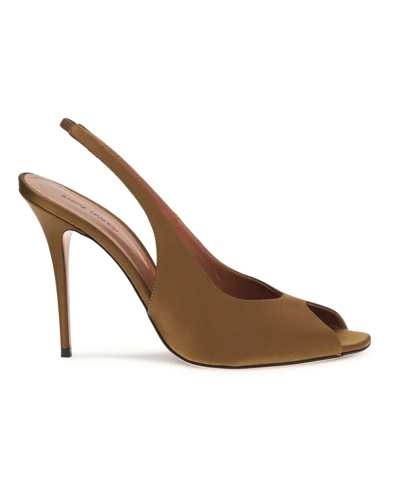 Amina Muaddi Women's Kristina Slingback Sandals Mocha Silk Mocha