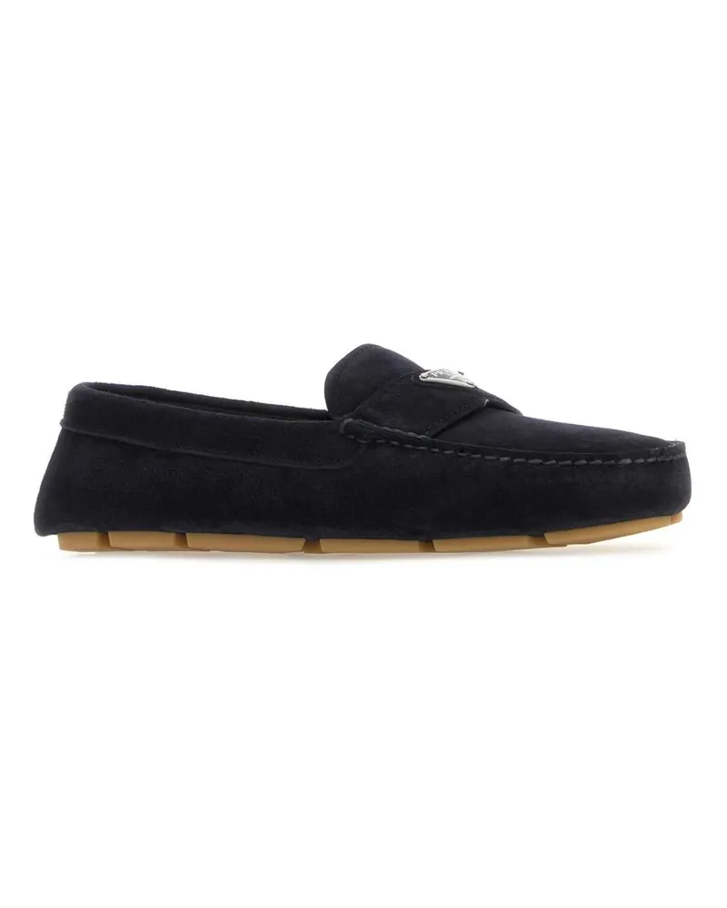 Prada Men's Dark Blue Suede Loafers Bleu Mocassini Navy