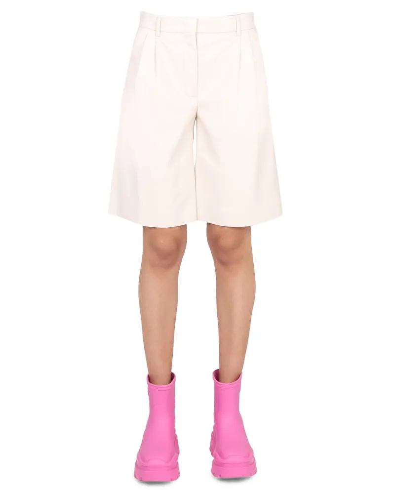 MSGM Faux Leather Bermuda Shorts — Ivory Ivory