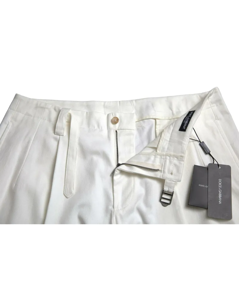 Dolce & Gabbana White Cotton Stretch Men Bermuda Denim Shorts Elastane White