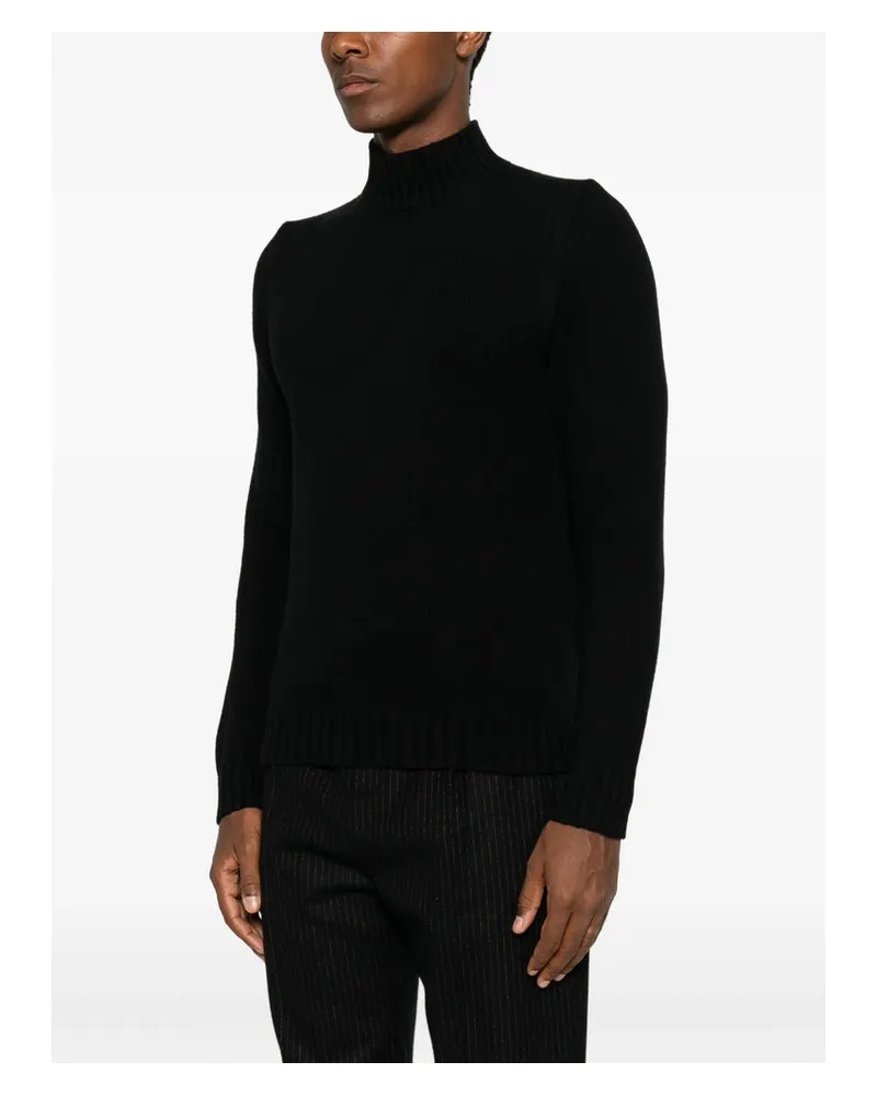 Fedeli Ribbed Cashmere and Virgin Wool Sweater — Black Black