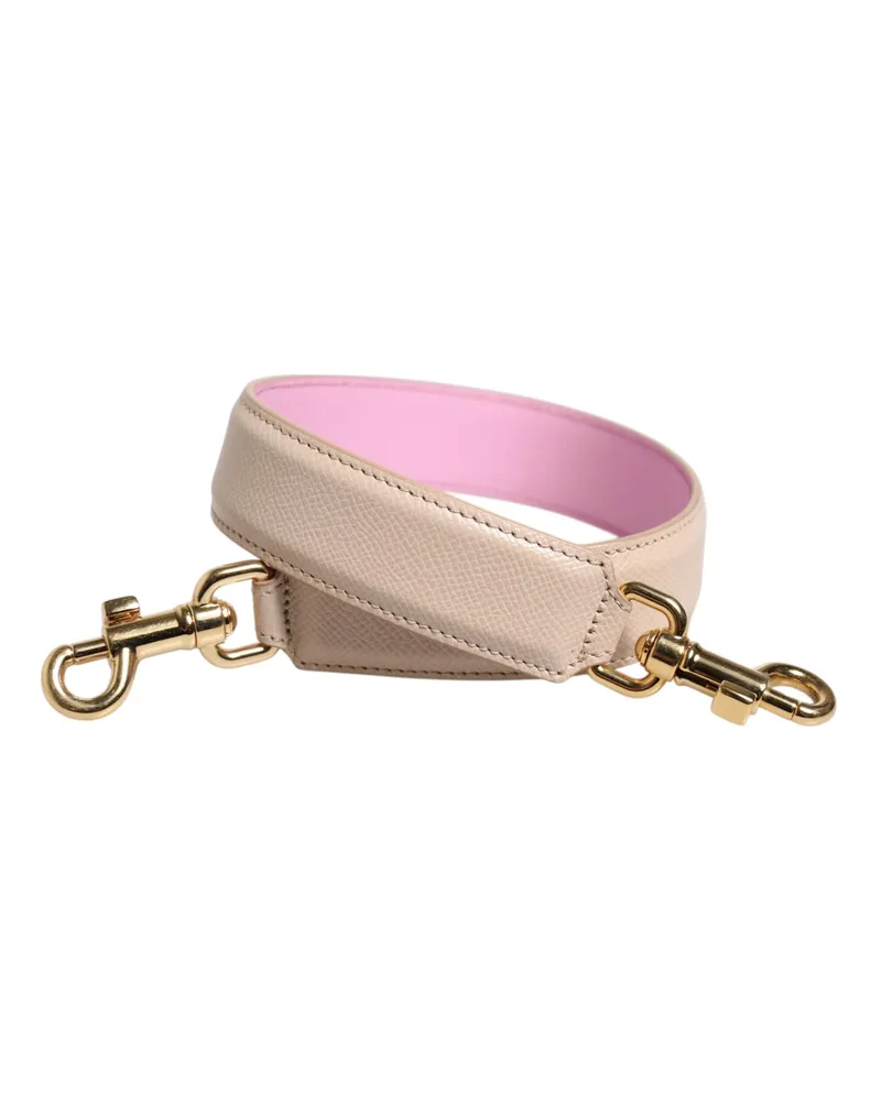 Dolce & Gabbana Women's Beige Pink Leather Handbag Accessory Shoulder Strap Bag Beige