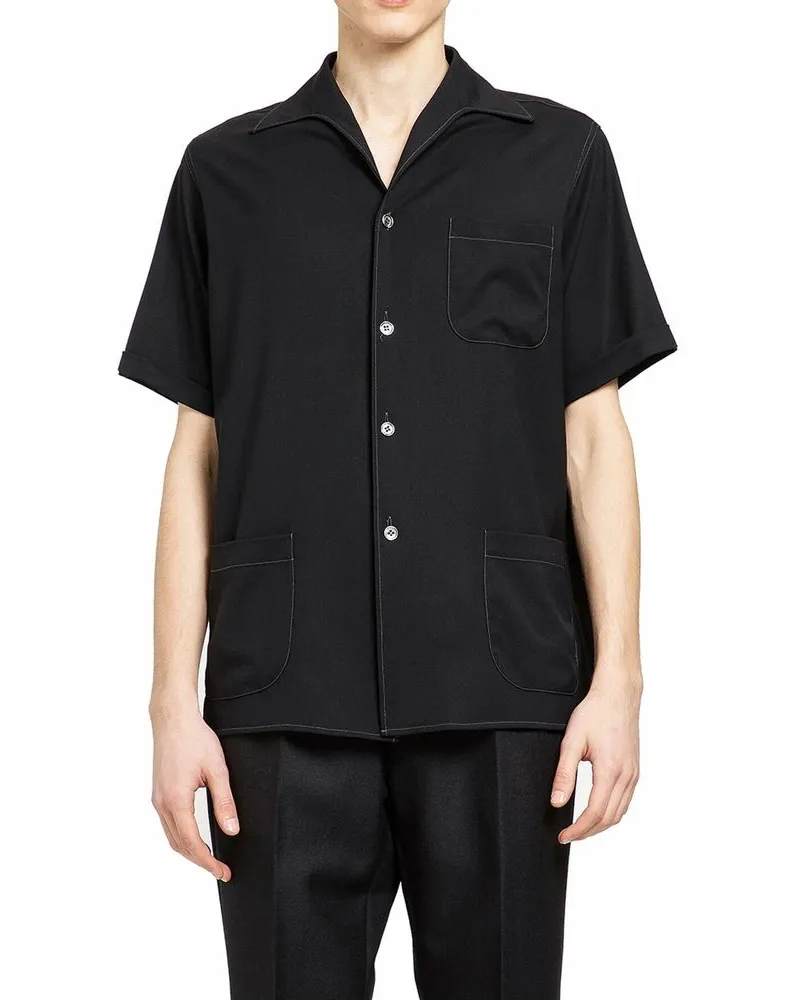 Maison Margiela Men's Black Wool Shortsleeve Shirt Black
